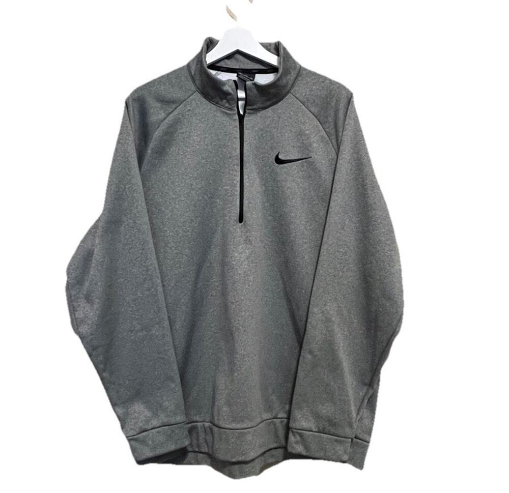 Nike Men’s 2XL Blue Dri-Fit Quarter Zip Jacket Chest logo-print Pullover Jumper